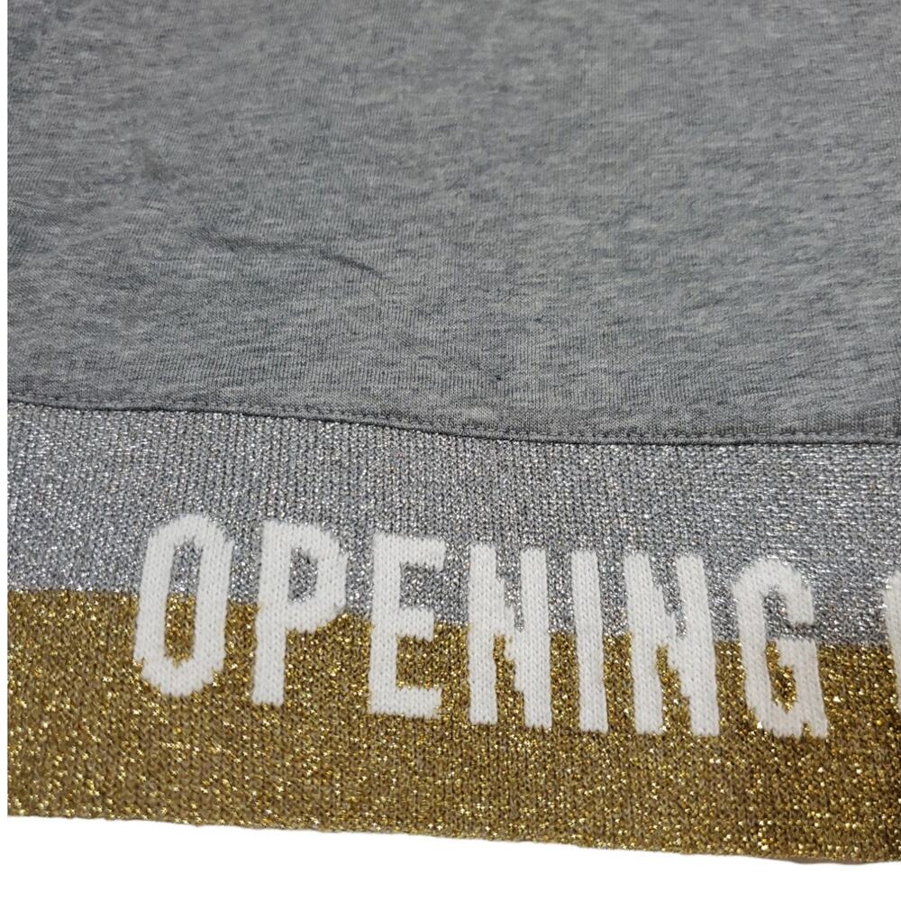 Opening Ceremony | Grey Cropped Shirt w/Gold and Silver Metallic Band | Sz Large - Picture 5 of 5